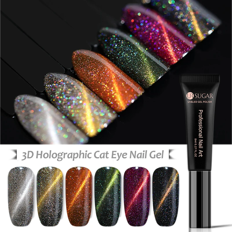 

UR SUGAR 8ml 3D Chameleon Cat Eyes UV Gel Polish Soak Off Magnetic Nail Varnish Nail Art Semi Permanent Led UV Gel