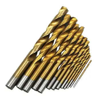 

New 13pcs / set Twist Drill Bit Set Saw Set HSS Titanium Coated Drill Bit Woodworking Wood Tool 2-12mm Neutral / for Metal hot