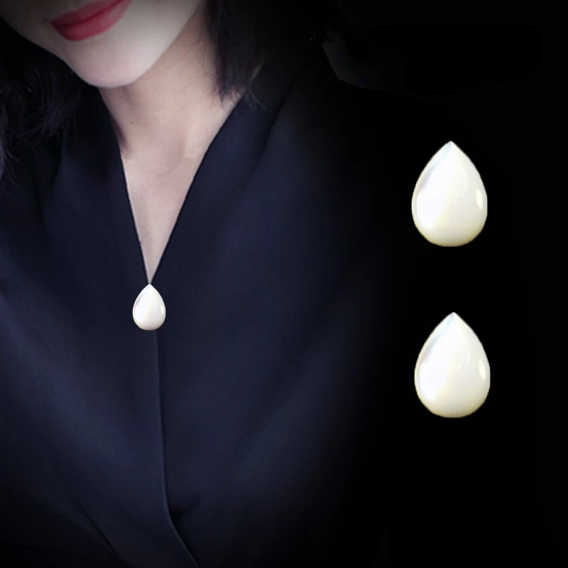 

Neckline Anti-Exposure Small Pins Water Drop Shell Handmade Ornament Exquisite Accessories Suit Women Collar Pin Brooch Jewelry
