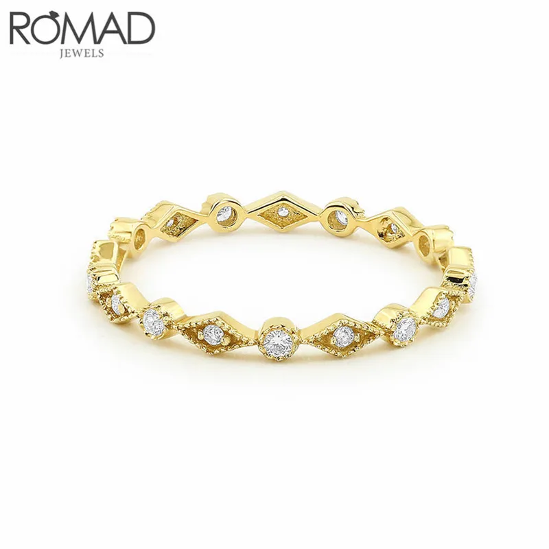 

ROMAD Fashion Eternity Stacking Rings Wedding Sparkling Cubic Zirconia CZ Stackable Rings for Women Dainty Rings Finger Jewelry