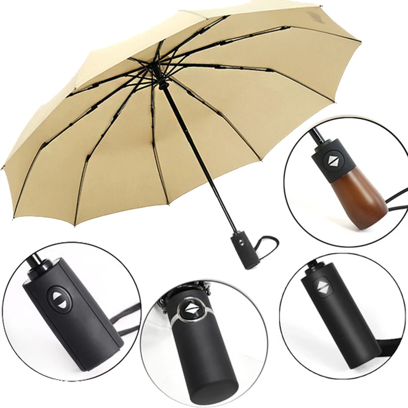 Ветростойкий полностью автоматический зонт, деловой складной зонт с прочной рамой, ветрозащитный зонт для мужчин, большой мужской автомобильный зонт