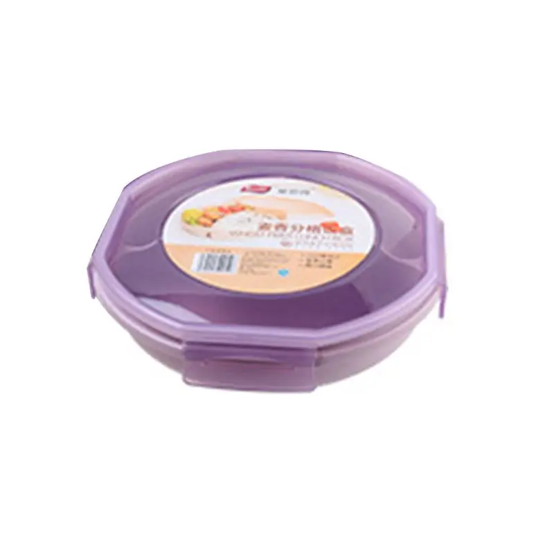 Фиолетовый Круглая пшеничная соломенная Ланч-бокс с ложкой Bento box креативная квадратная посуда высокое качество и бренд - Цвет: Фиолетовый