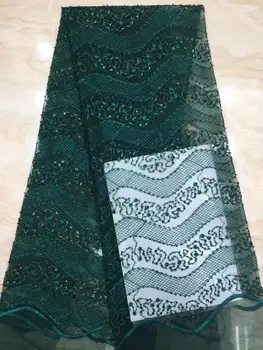 

2019 Latest French Nigerian Laces Fabrics High Quality Tulle African Laces Fabric Wedding African French Tulle Lace Green(7-19