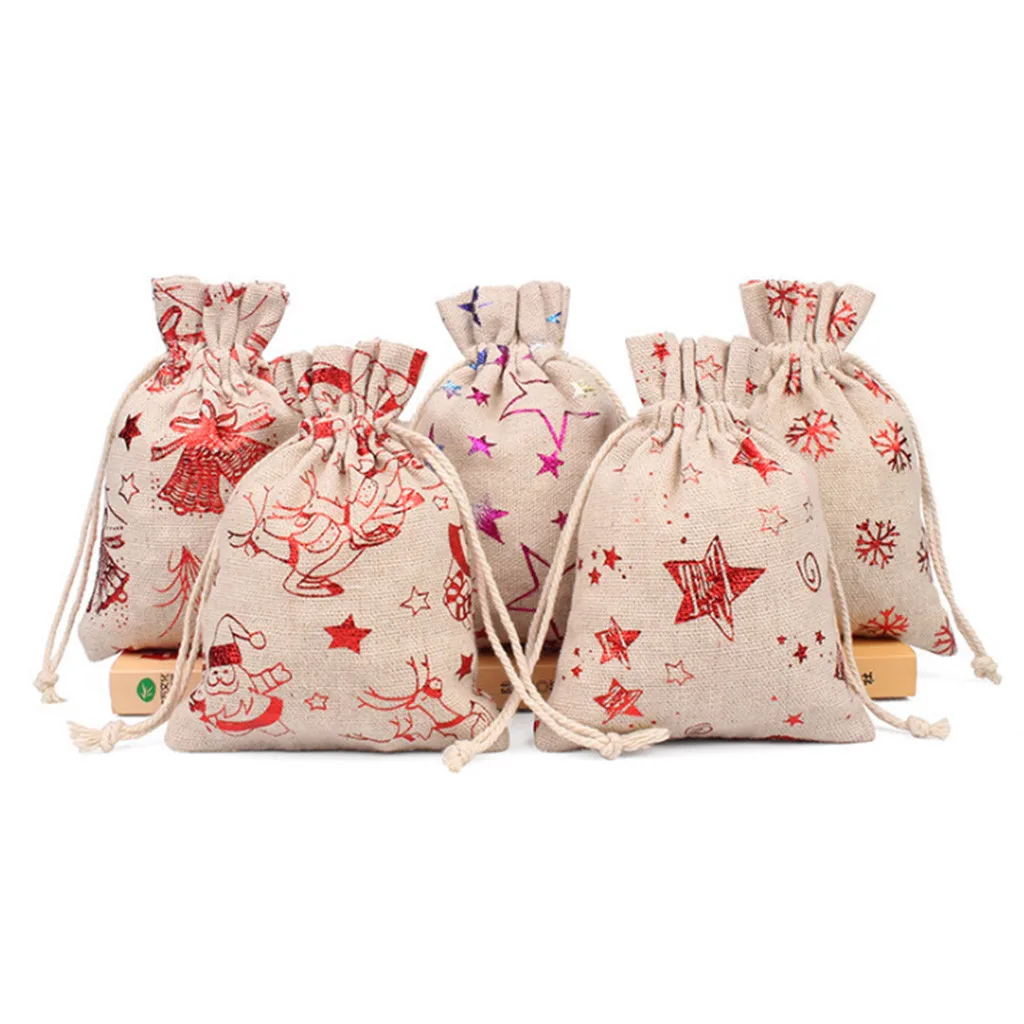 Рождественская Подарочная сумка с узором, сумка для конфет 1-24, набор с адвентом календарем, хлопковый льняной Подарочный пакет, Подарочная конфетная сумка для хранения ювелирных изделий# SS
