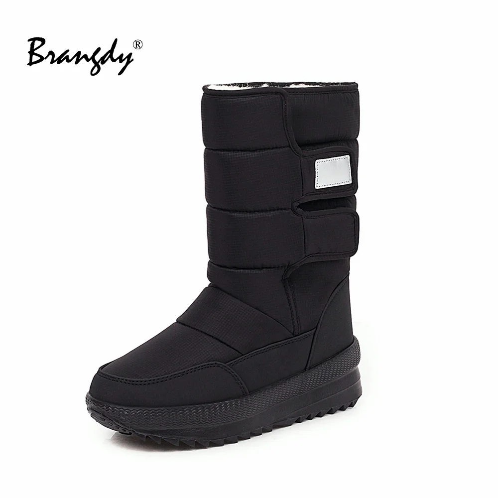 

Brangdy 2022 Winter Women Snow Boots Thick Plush Woman Hook&Loop Waterproof Non-slip Women Mid Calf Boots Winter Shoes Round Toe