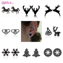 Hfarich черный олень серьги в виде пчел маленькая Снежинка микки серьги для девочек Дети из нержавеющей стали рождественские ювелирные изделия для женщин Brincos