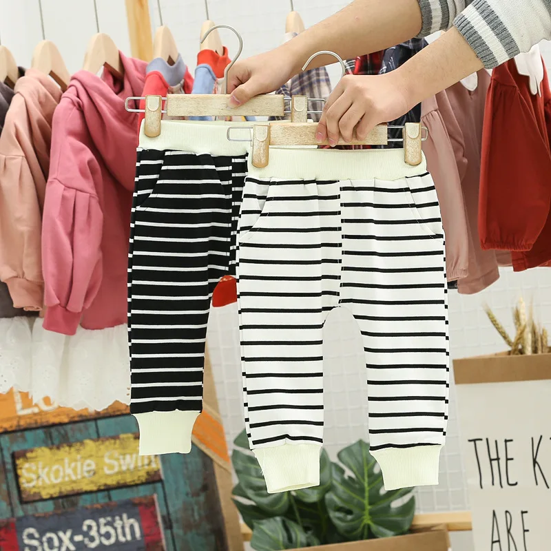 

Childrenswear 2019 Baby Children Men And Women Children Stripes Drawstring Top Baby Casual Trousers N009