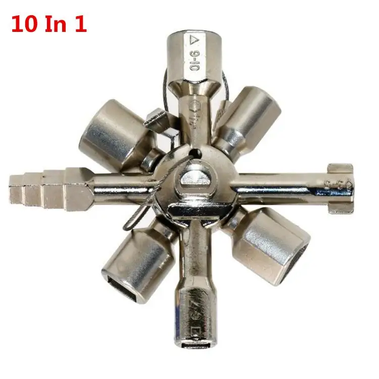 1pc 10 In 1 10 способ сервисный ключ 10 в 1 Универсальный крестовой ключ сантехник ключи треугольник для электрический счетчик газа шкафы кровотечение - Цвет: 1pc 10 In 1