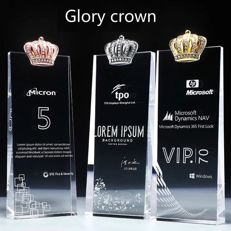 

Originality Crown Crystal Trophy Enterprise Excellent Employee Prizes Free Customization Best Stage Beauty Pageant Trophies