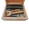 Handmade Strong and Durable Shoe Brush Storage Box, Natural Wood, Clamshell Cleaning Tool, Toolkit 5