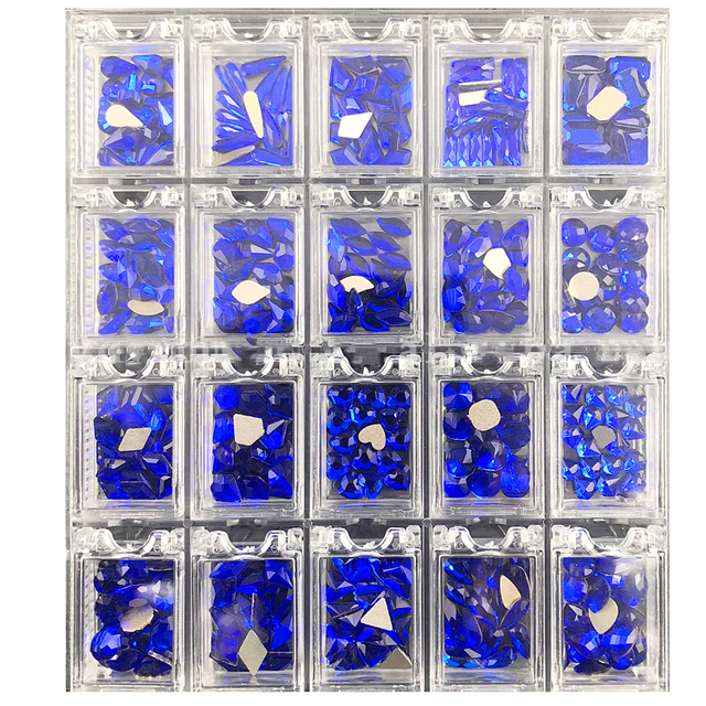 Multi Nail Rhinestones Kit Flatback 240pcs Alloy Charms (Neon,Pink,AB,Blue) Glass Jewelry Nail Art Crystal Box 2022