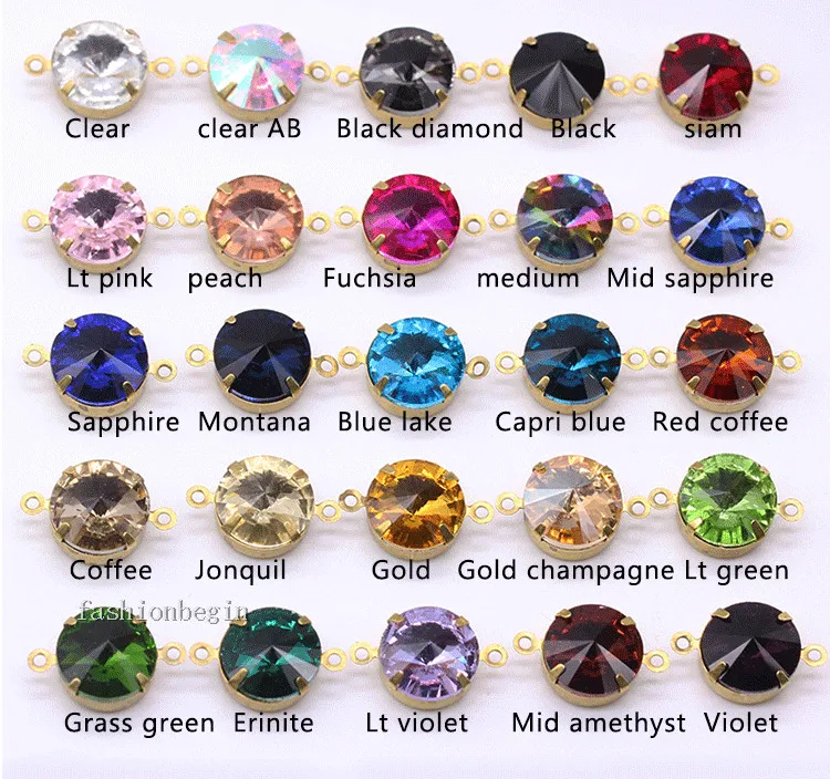 

20p 8mm Round Rivoli Faceted Framed Glass Pendant Earring Findings Connector clasps charm double hole brass beads jewelry making