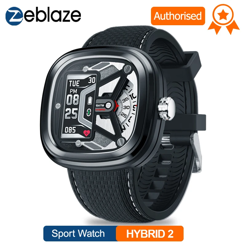 Смарт часы Zeblaze Hybrid 2 с пульсометром водонепроницаемость 50 м IPS 0 96 дюйма модные и