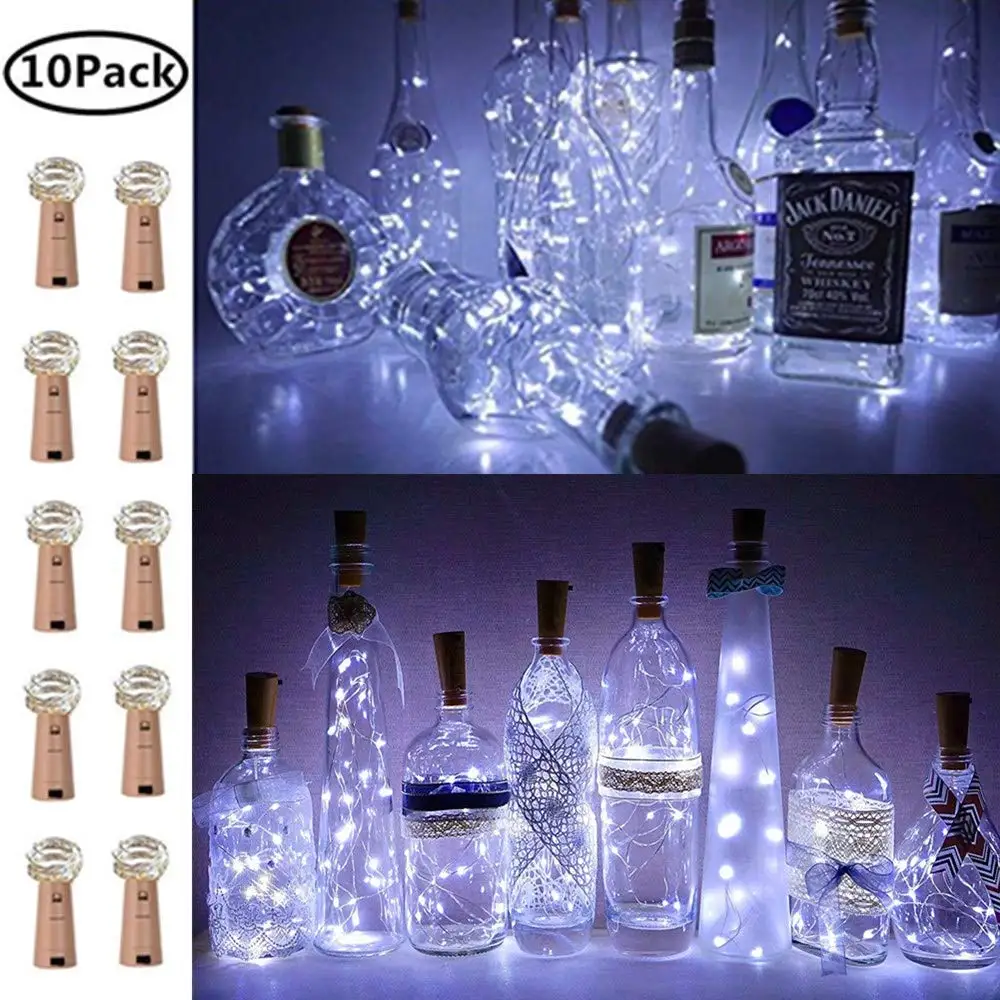 

10PCS Beer Bottle Light 10/20 Lights Cork Led Copper Lamp Christmas Wedding Fairy Light Decoration For Halloween Party Decor