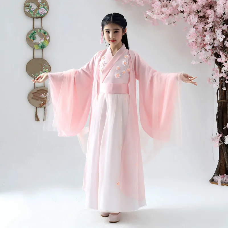 PinkB H2535 Детские костюмы для косплея Одежда для танцев для девочек китайский традиционный наряд ханьфу платье на Хэллоуин вечерние элегантные платья принцессы - Цвет: PinkB
