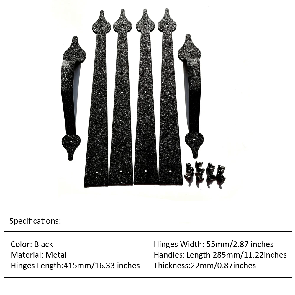 

Hot New Black ABS Metal Decorative Garage RSF Coating Door Hinges Handles Hardware Kit Transform Door Into More Stylish