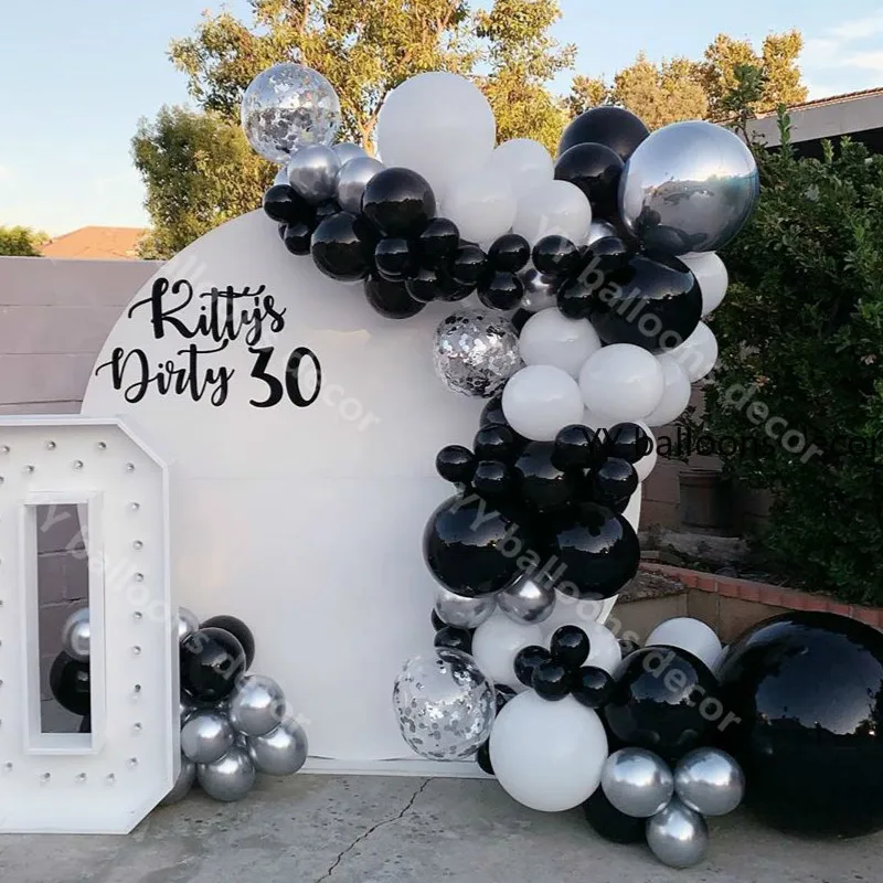 Гирлянда с воздушными шарами металлическая хромированная серебристая