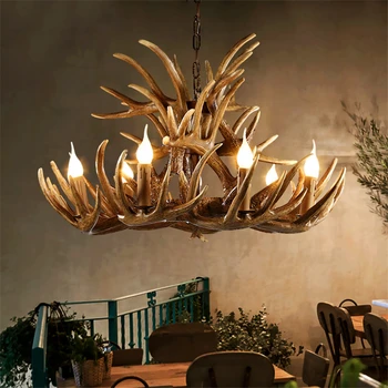 

Modern Antler E14 Pendant Lights Lighting Vintage Home Decor Kitchen Hanglamp Industrial Deer Horn Bedroom Living Room Fixtures
