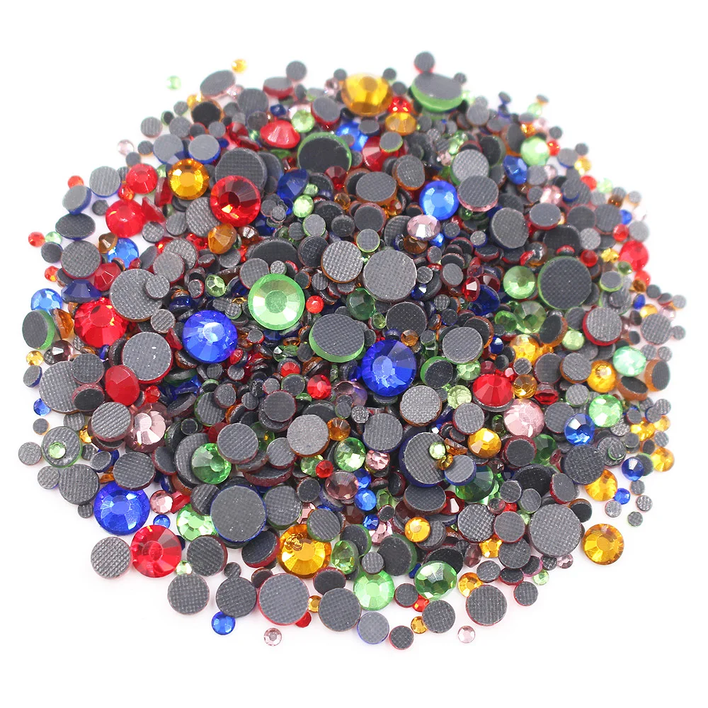 

Mix Size Rhinestones Round Flatback Crystals Strass Trim Crafts Stones Besds Diy Glue On Hotfix Rhinestones For Clothes Gems