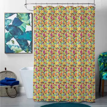 

Shower Curtains for Bathroom Sets Pink Colorful,Scandinavian Leaves and Flowers Pattern with Rainbow Colors Classic Floral