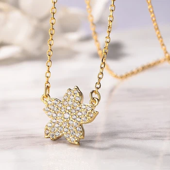 

Small luxury silver jewelry Korean girl heart clavicle chain simple inlay zircon flower pendant gifts for friends