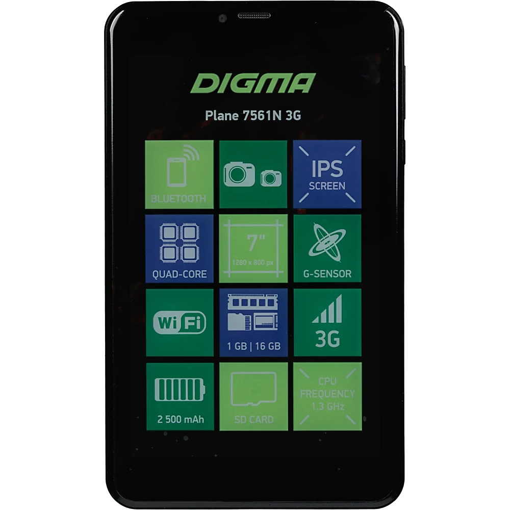 Планшет Digma Plane 7561N 3G MT8321 4C/1Gb/16Gb 7" IPS 1280x800/3G/And7.0/черный/BT/GPS/2Mpix/0.3Mpi