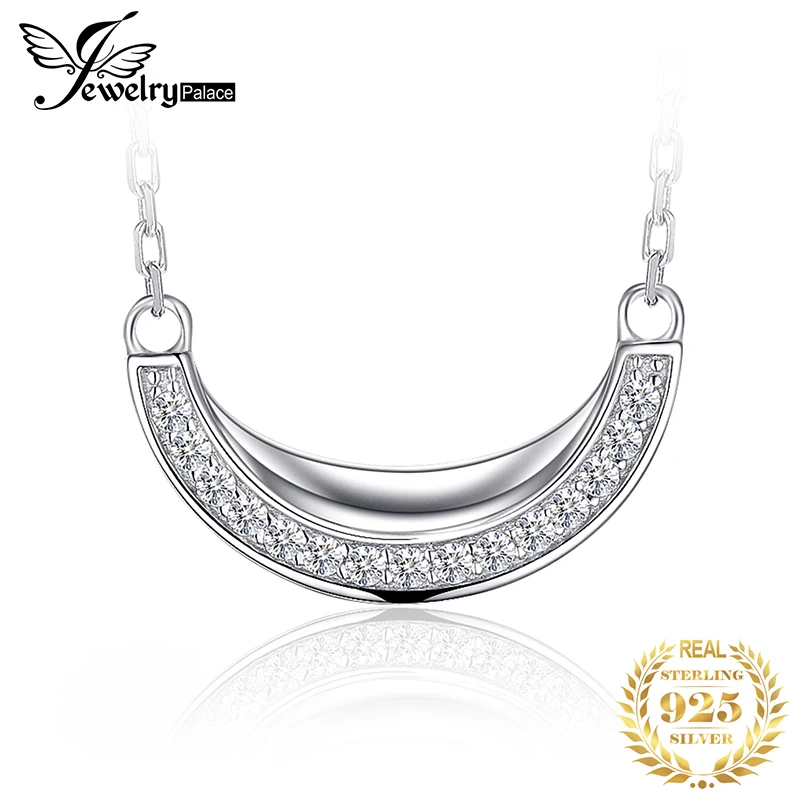 JewelryPalace 925 Sterling Silver Cat Crescent Moon Pendant Women Jewelry 