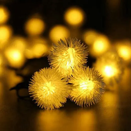 Светодиодная гирлянда 1 м 10 светодиодов 2 м 20 светодиодов 20m160leds меховые шарики лампа для внутреннего наружного сада рождественские праздничные светильники - Испускаемый цвет: Цвет: желтый