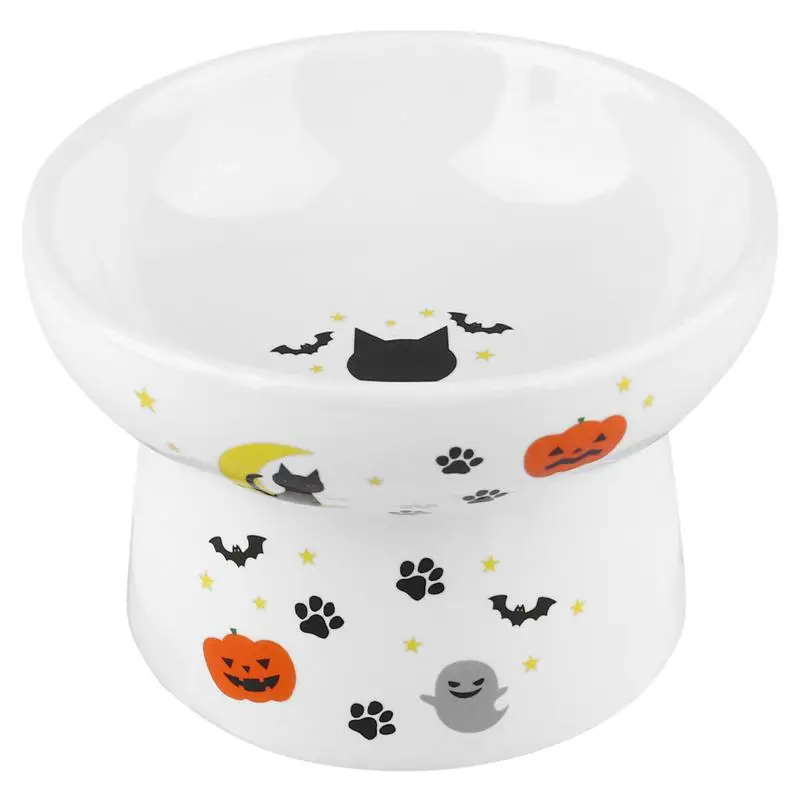 

Pet Non-slip Ceramic Cat Bowl Feeder with Raised Stand Food Water Kitten Bowls Dog Pet Supply