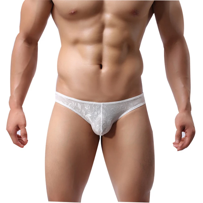 Men's Briefs Gay Underwear Men Panties Transparent Lace Briefs Bikini Man Thong Male Mesh Lingerie Bulging Penis Pocket T Pants 4