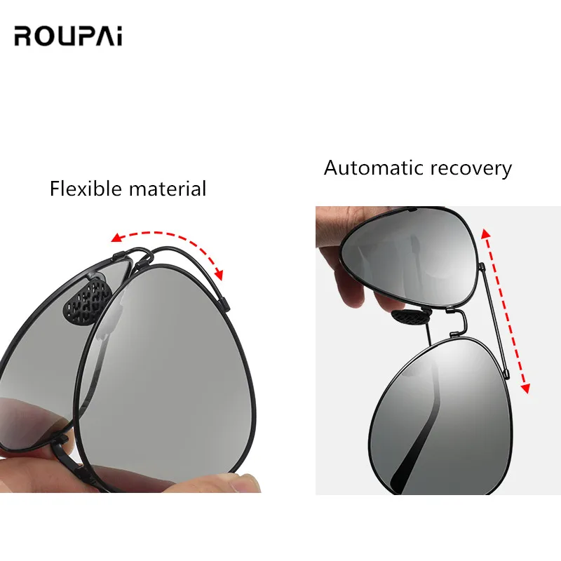 ROUPAI фотохромные солнцезащитные очки мужские модные поляриодные бредовые дизайнерские uv400 высококачественные солнцезащитные очки для вождения gafas de sol hombre