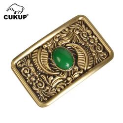 Cukup o estilo chinês real jade decorativo fivela de bronze metal 3.7 3.9cm de largura cinto masculino cowboy fivelas apenas para homem brk059