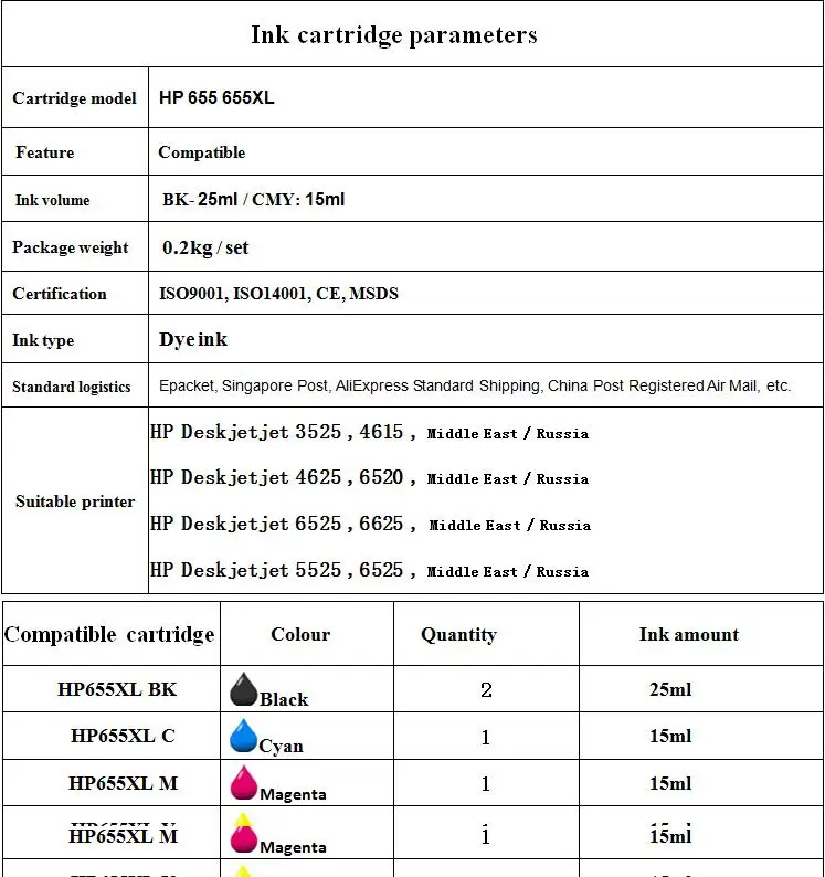 15x Compatible ink cartridge for HP 655 XL deskjet ink advantage 3525 4615 4625 5525 6520 6525 Printer