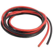 2 м два провода 12/16/18/20/26/28/30AWG силиконовый провод SR провод гибкий многожильный Медь электрические кабели 1 м черный+ 1 м красный для RC