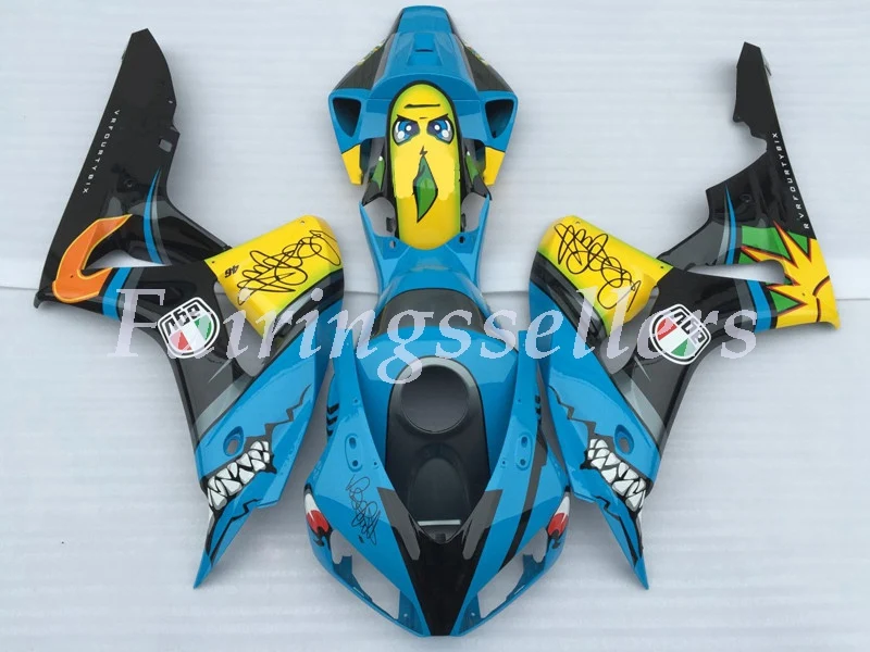 Blue Shark Литья под давлением ABS Полный комплект обтекателя Подходит для Honda CBR1000RR 06 07 2006 2007 1000RR Обтекатели на заказ синий - Цвет: Blue Shark