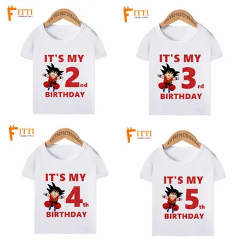 

Boy Gir Cartoon SonGoku Funny Birthday T Shirts Children It's My 1-10th Birthday DRAGONBALL T-shirt Kid's Summer Clothes