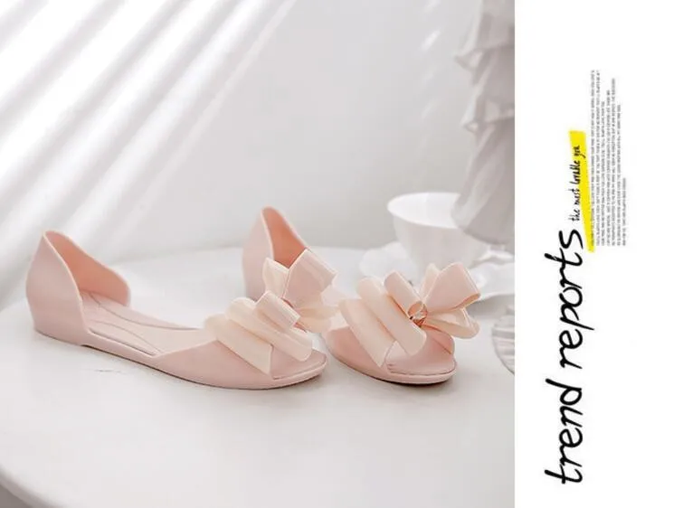 BEYARNE/Новое поступление, женские милые прозрачные туфли с бантом женские летние сандалии на плоской подошве с открытым носком женские летние пляжные сандалии, Размеры 35-39, 40