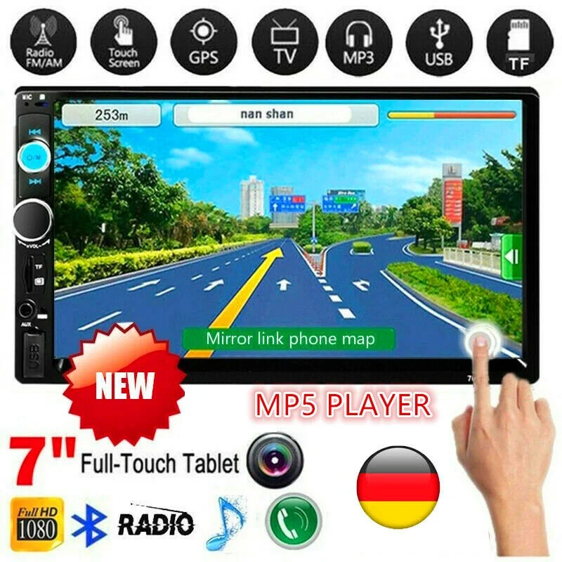 

Renoster 7" Car Radio Doppel Autoradio Stereo MP5 MP3 Player 2Din Bluetooth USB FM AUX IN Car Radio Car Multimedia Player