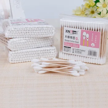 

S'AGAPO 100/500PCS Disposable Double-headed Cotton Swabs Bamboo Cotton Buds Ear cleaning Wood Sticks Cotton Swab Eyeshadow Swabs