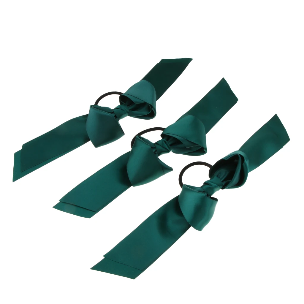 3x  Scrunchie Ponytail Holder Satin Ribbon Big Bow Hairband Hair Rope
