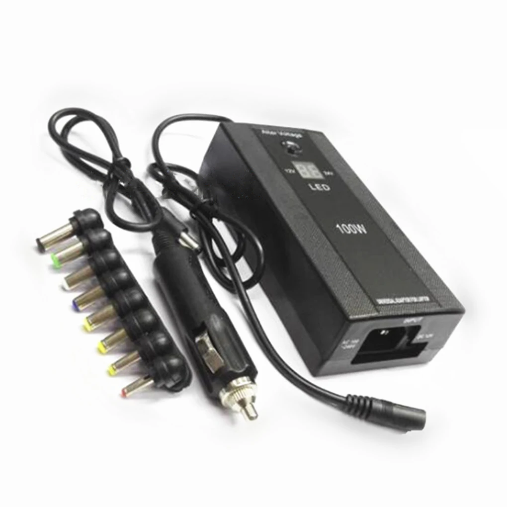 100 Вт с usb-портом, светодиодная подсветка, автомобильное зарядное устройство для ноутбука, Регулируемый 12-24 В, адаптер питания, набор 8 съемные заглушки