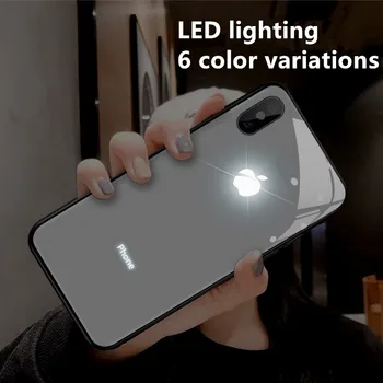 

9H Glass LED6 Kinds of Light Color Change Mobile Phone Protective Case for IPhone11 Pro Max X XS XR 8 7 6 6S