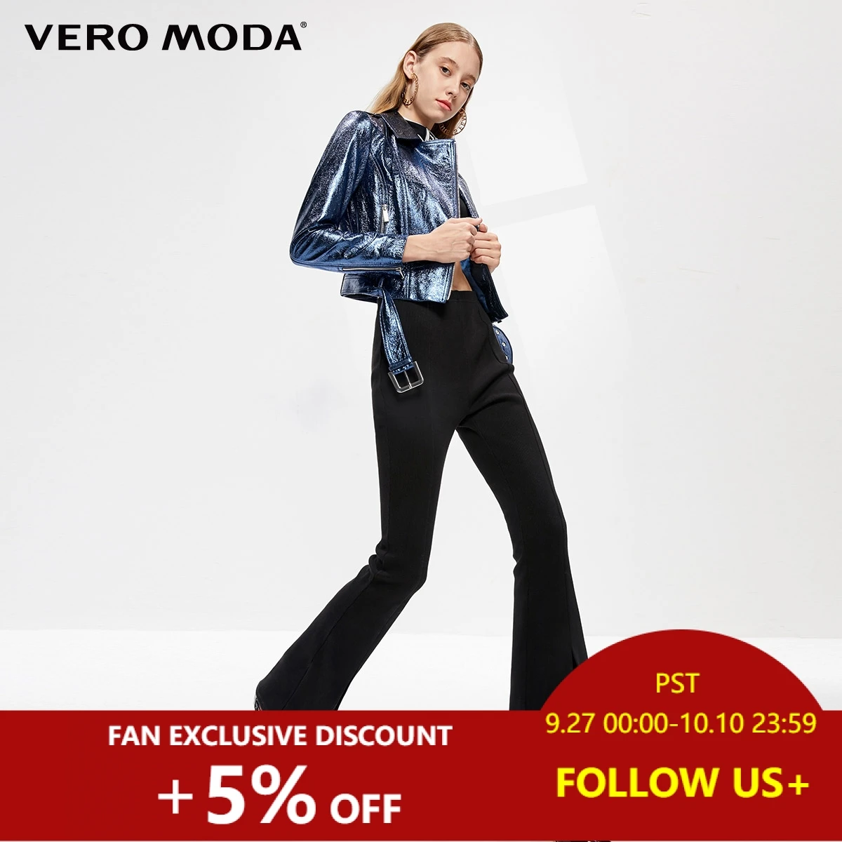 

Vero Moda 2019 New Women's Slightly Flared Slit Stretch Waist 98% Cotton Knit Pants | 319374503