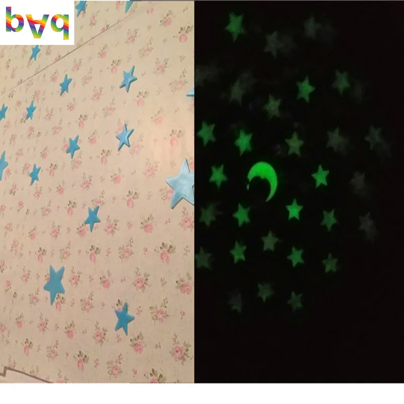 51 шт./компл. 3D Луна звезды светится в темноте на стену наклейка для детской
