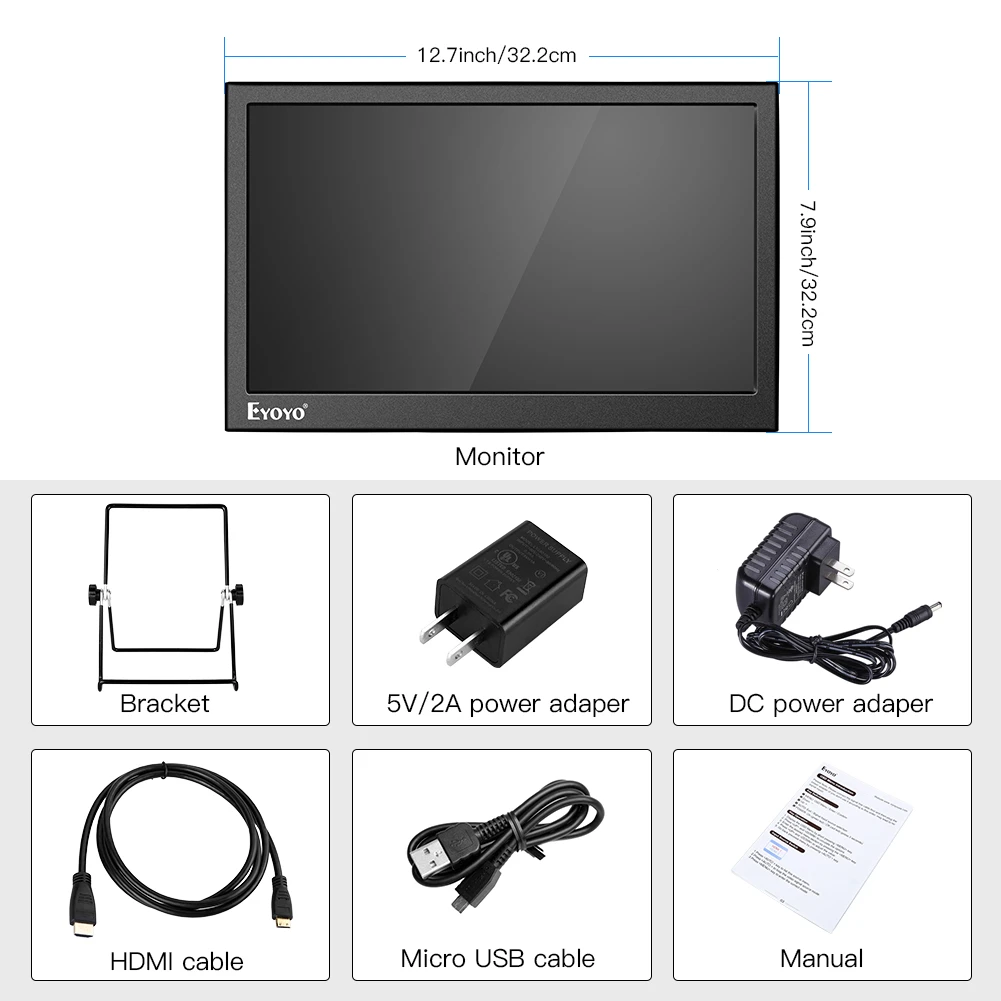 Eyoyo EM13F 13," Портативный игровой монитор 1920x1080 ips Двойной мини HDMI дисплей для Raspberry pi ЖК-экран 4K HDMI Xbox 360 One