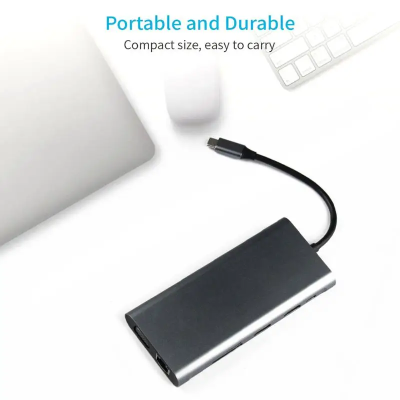 11 в 1 Тип C концентратор USB кабель-Переходник USB C на 2xhdmi+ VGA+ 4xUSB3. 0+ RJ45+ PD+ TF карт ридер