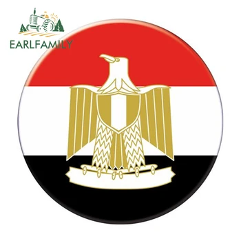 

EARLFAMILY 13cm x 13cm Auto Moto Bike Suitcase Laptop Flag Round Egypt-egypt Reflective Car Sticker Waterproof 3D Car Styling