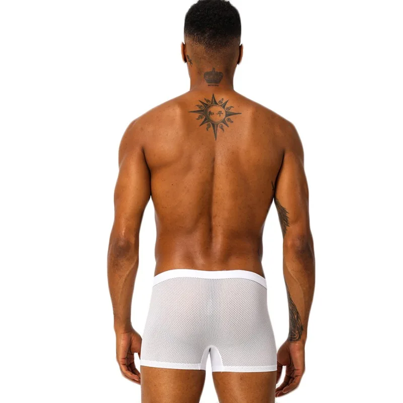 Men Underwear Seamless Transparent Boxer Summer Ice Silk Short Ultra Thin Sheer Breathable Pantie New Underpant