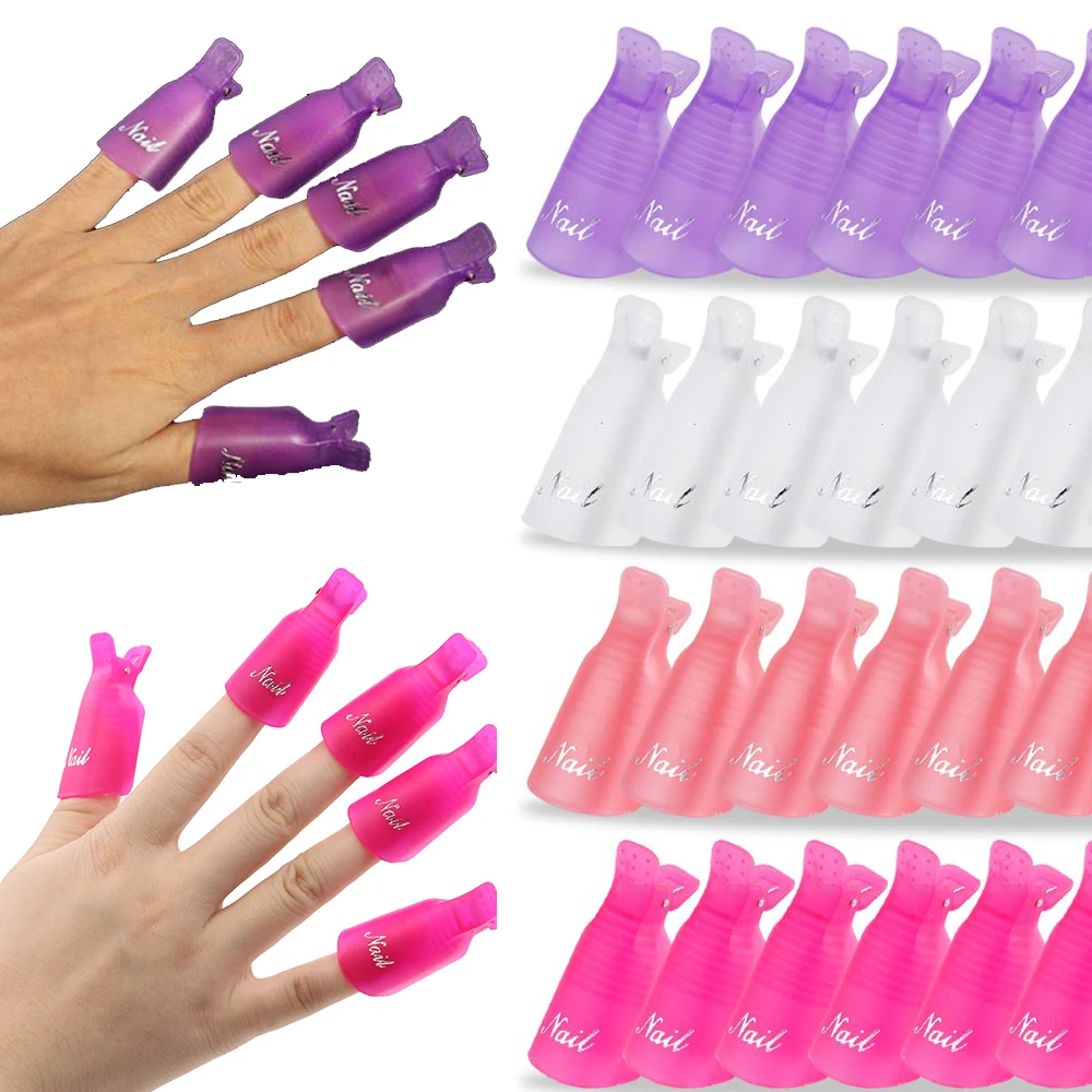

Hot 10PCS Plastic Nail Art Soak Off Cap Clip UV Gel Polish Remover Wrap Tool for Fingers Nail Polish Remover Nail Tool