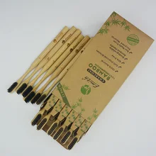 12 шт. in1BOX круглая ручка натуральная Экологичная зубная щетка бамбуковый уголь